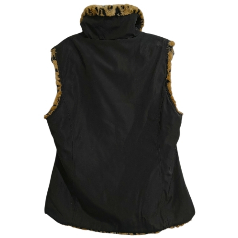 Kristen Blake MEDIUM Reversible Faux FUR VEST Leopard/Chinchilla - Picture 5 of 8
